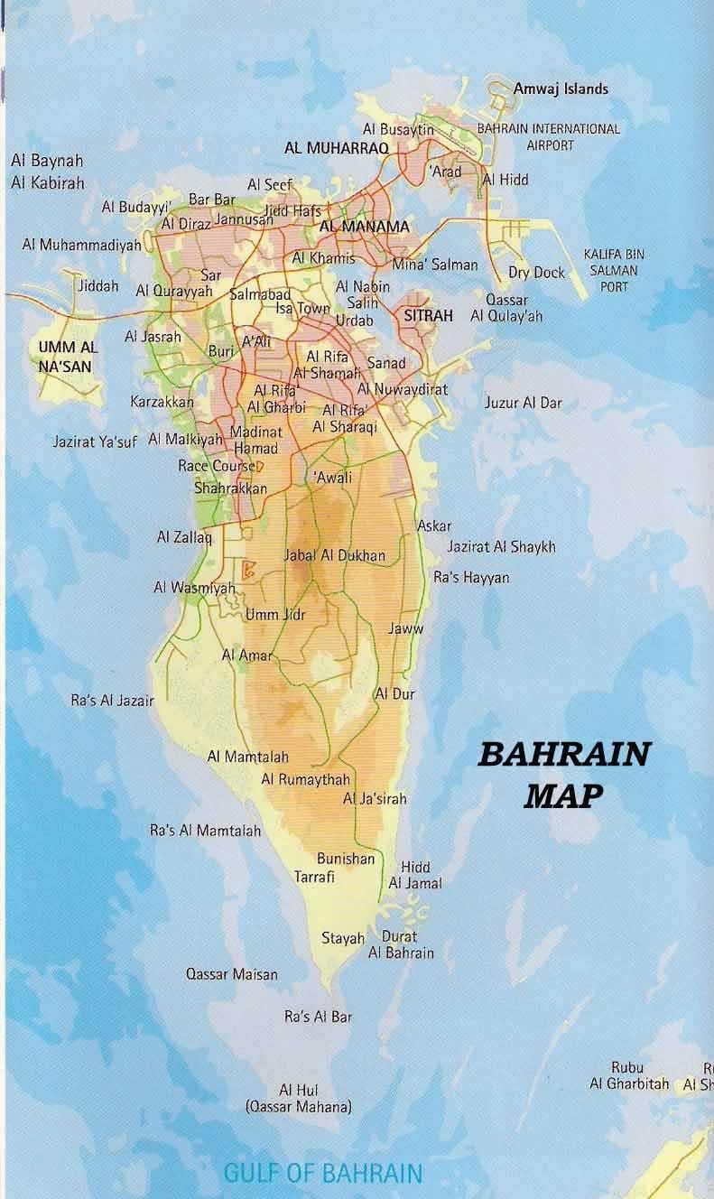 บาห์เรนแผนที่กับสถานที่