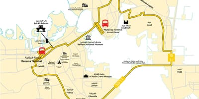 แผนที่ของบาห์เรนขับรถโรงเรียนถนน