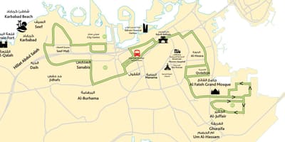 แผนที่ของเมืองศูนย์กลางบาห์เรน